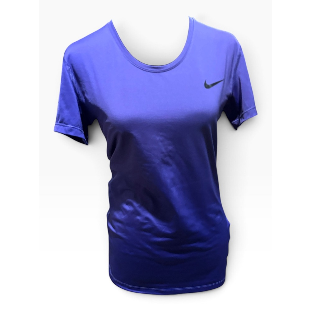 Nike Pro Womens Short Sleeve Training Top Purple Crew Neck Athletic Shirt